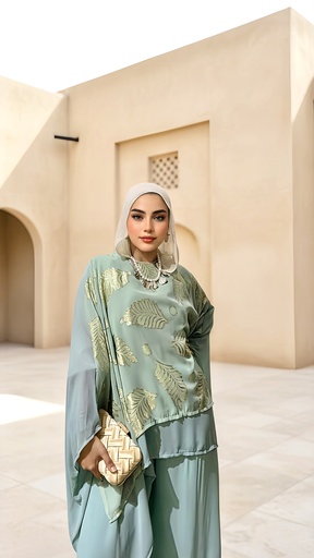 Chiffon Gold Detail Suit