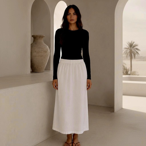 [sum26] Lining Linen Skirt 