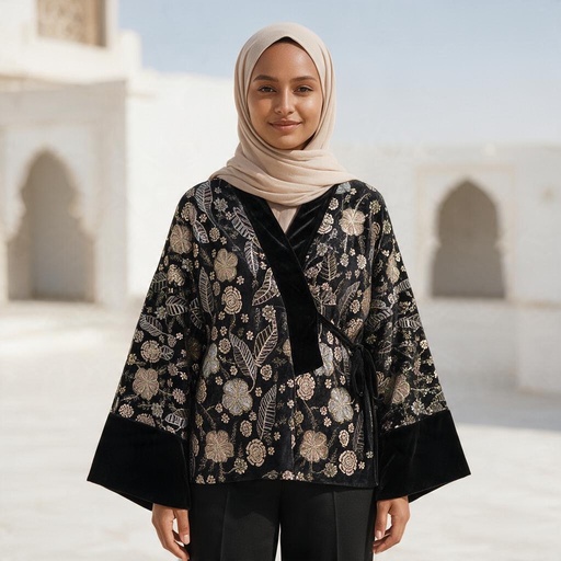 [win27] Embroidered Velvet  jacket