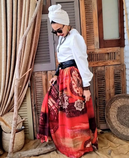 [L50-louqi] Boha Indian Print Maxi Skirt